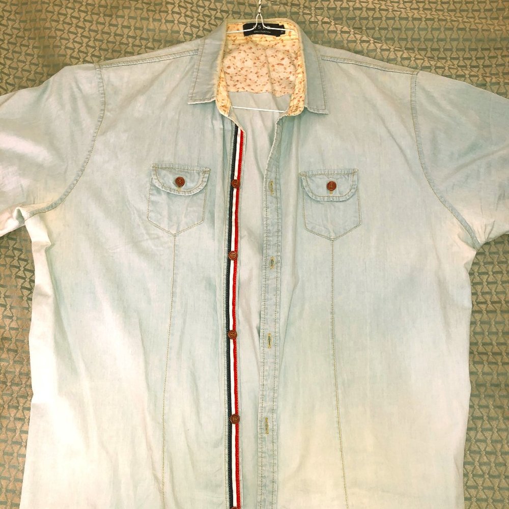 light blue button down shirt